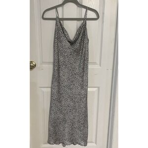 NWT Bardot Leopard Print Cowl Neck Midi Slip Dress Womens Sz M/US 8 Black White